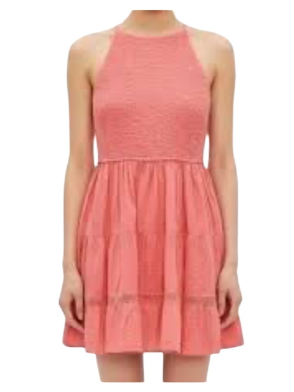 Zara Coral Pink Smocked Lightweight Dress. Size L. Summer. Textured